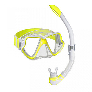 Snorkeling szett maszkkal és snorkellel Mares WAHOO táskával - neon sárga